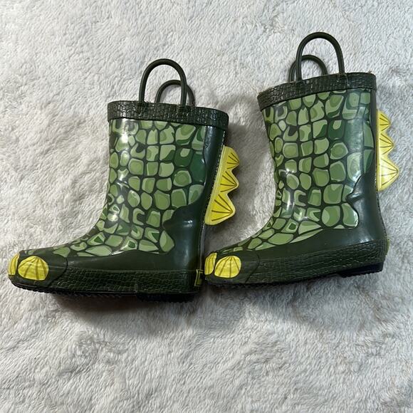 WESTERN CHIEF   Kids green dinosaur RAIN BOOTS size 7/8 - Picture 3 of 8